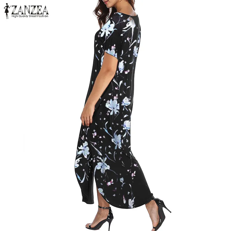 Женское богемное длинное платье-макси с цветочным принтом Пляжное Платье