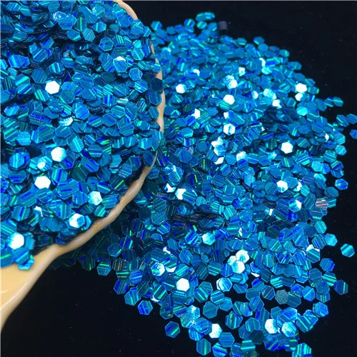 5500pcs 3mm Glitter Sequins PVC Laser Hexagonal Sequins for Crafts Paillette Sewing Decoration DIY Clothing Accessories - Цвет: Laser lake blye