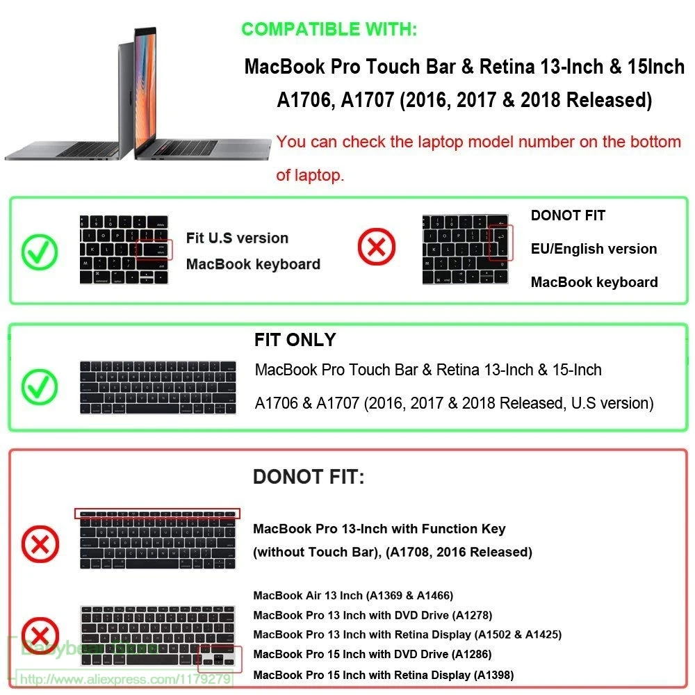 Американский русский язык для MacBook Pro 13 15 TouchBar A1989 A1990 и A1706 A1707 силиконовый чехол для клавиатуры