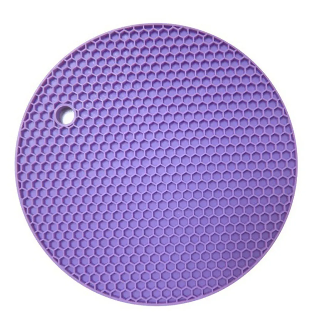 purple 18 см прочный круглый силиконовый нескользящий жаростойкий коврик подстилка подставка для горшка кухонные аксессуары коврик для стола - Цвет: purple