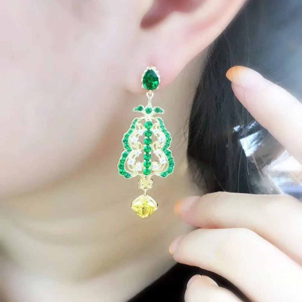 Qi Xuan_Jewelry_New элегантные асимметричные серьги S925 Серебряная Инкрустация цирконием