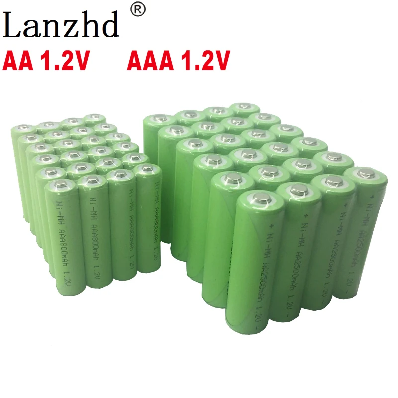 

4PCS-40pcs AA 2500mAh Rechargeable Batteries AAA 1.2V Batteries 3A 800mah Ni-MH Rechargeable batteies for Remote Control Toy