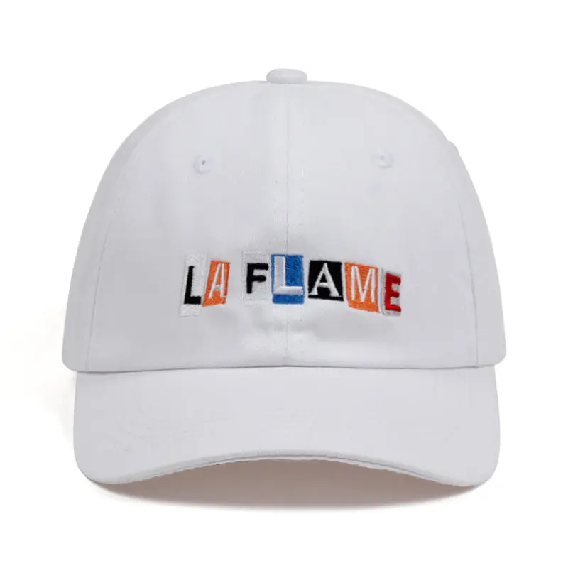 Шапка с изображением Трэвиса Скотта, шапка La Flame Dad, новинка, хип-хоп, регулируемая бейсбольная кепка для мужчин и женщин, хлопковая кепка для гольфа с застежкой сзади - Цвет: Белый