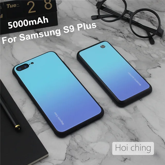 Blue For S9 Plus Беспроводной магнитный чехол для зарядки аккумулятора s для samsung Galaxy S9/S9 Plus/Note 8/Note 9 Один аккумулятор не включает чехол для телефона - Цвет: Blue For S9 Plus