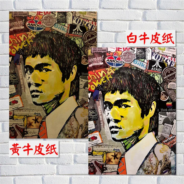 Брюс Ли 2 крафт бумага художественный постер Бар Кафе Stampa di Pittura Decorativa Брендовое