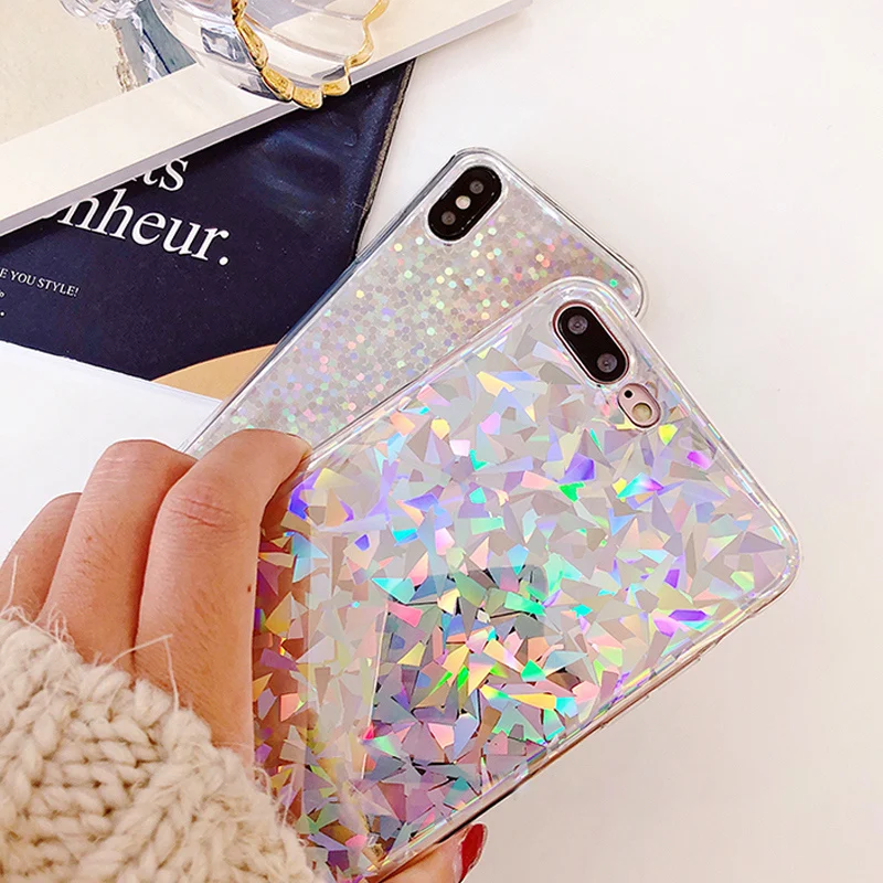 Lovebay чехол для телефона для iPhone 6, 6s, 7, 8 Plus, X, XR, 11Pro, XS Max, блестящая фольга, блестки, цветной лазер, мягкий ТПУ для iPhone 11