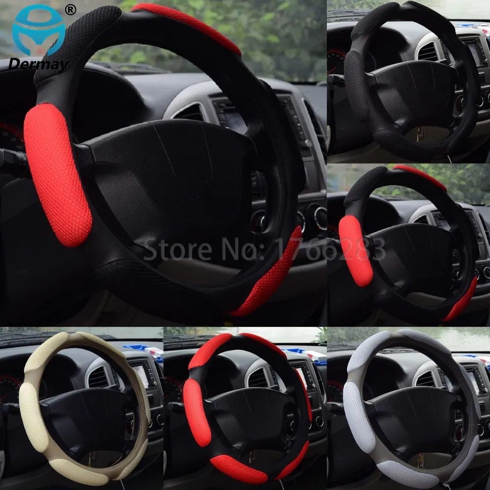 

Sandwich Sport Type Steering Wheel Cover Mesh Material Breathability Car Protect Skidproof Cover Interior Accessories