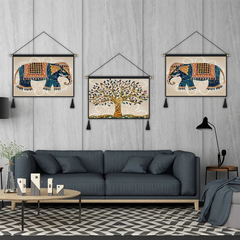 

Poster Canvas Painting Wall Art Picture Home Decor Elephant Hanging Wall Decoration Painting Tapestry Background Cloth