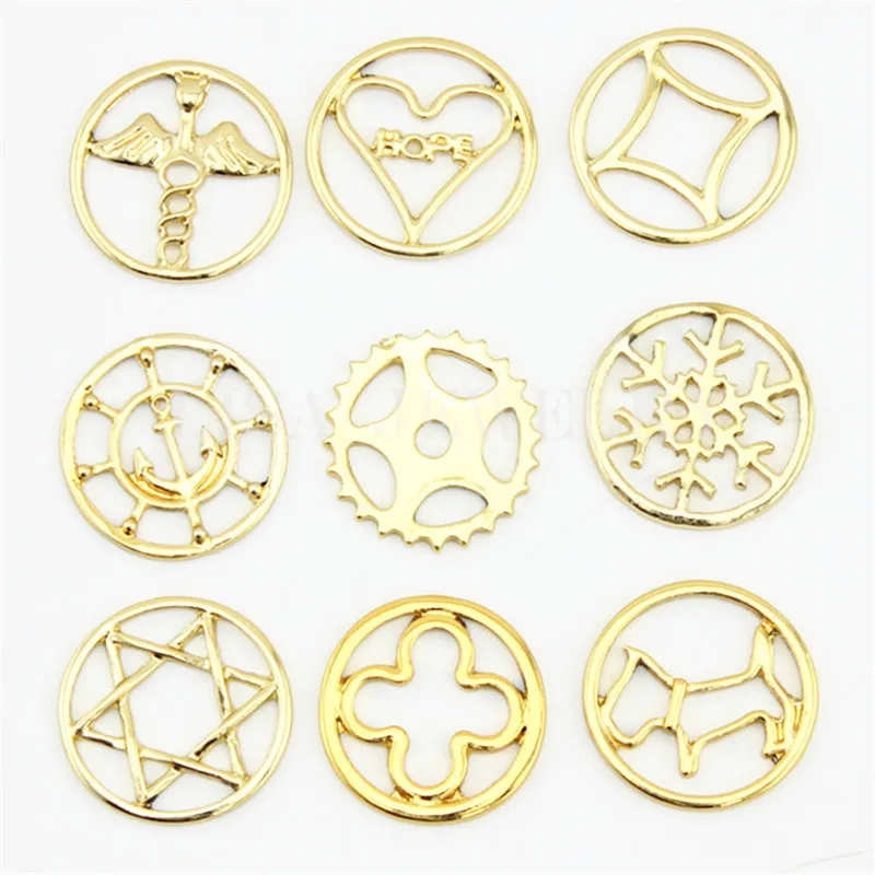 5 шт./лот цинковый сплав золотой тональный розовый кристалл 22 мм медальон