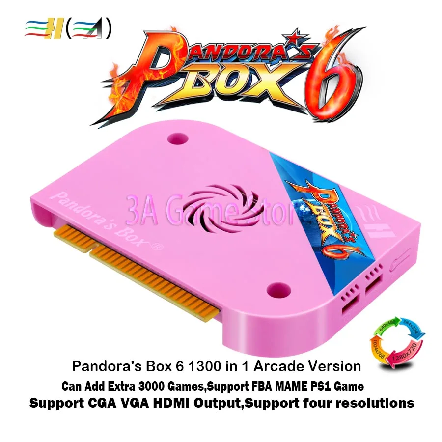 Pandora's Box 6 Arcade jamma board 1300 в 1 поддержка FBA MAME PS1 игра может дополнительно 3000 игр