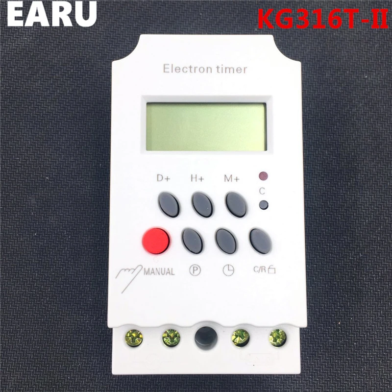 

KG316T-II 25A LCD Digital Programmable Electronic Timer Time Switch Relay Controller Microcomputer Rail AC DC 12V 24V 110V 220V
