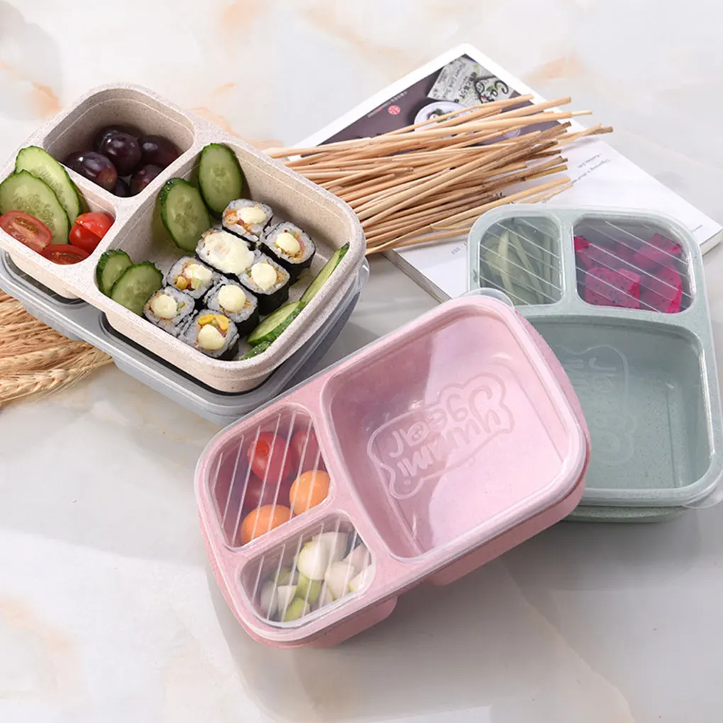

High Quality 1PC Wheat Straw Food Container Microwave Oven Student Adult Food Storage Container Lunchbox