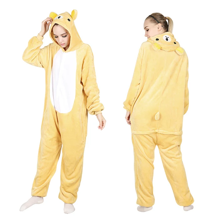 Rilakkuma Onesies KIGUCOS, все в одном, зимняя теплая Пижама, мультяшный единорог, комбинезон, цельная Пижама, пижама с капюшоном, одежда для сна, кугуруми, пижама с животными для женщин - Цвет: Rilakkuma Onesies