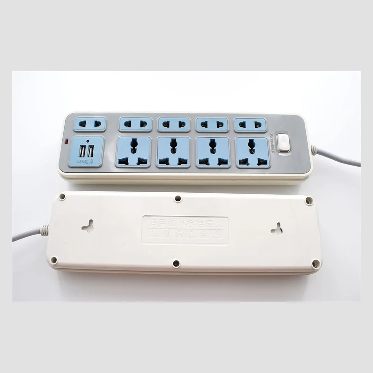 Силовая лента 4AC, универсальные розетки, штепсельная вилка 2USB, 2 м/6,4 фута, удлинитель, индивидуальная Коммутируемая защита от перегрузки, 2500 Вт, 10 А, розетка