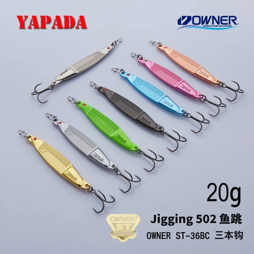 

YAPADA Jigging 502 Fish Jump strengthen Treble Hook +Feather 20g/83mm 25g/89mm Fishing Bass Lures Multicolor Metal Zinc alloy