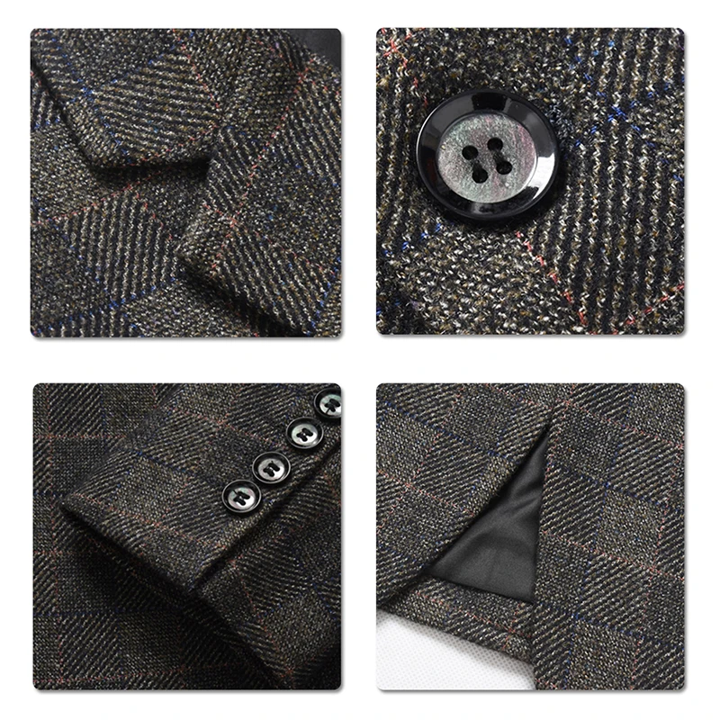 YUNCLOS осенний Новый облегающий мужской костюм Блейзер Классический Клетчатый с