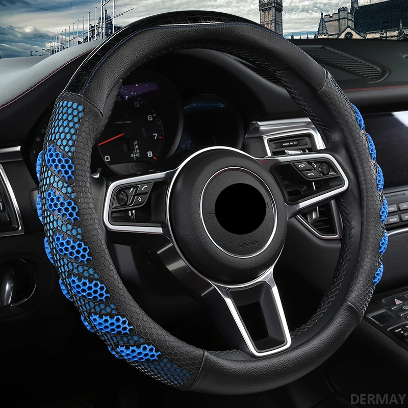 3D кожаный чехол рулевого колеса автомобиля из силикагеля который обеспечивает