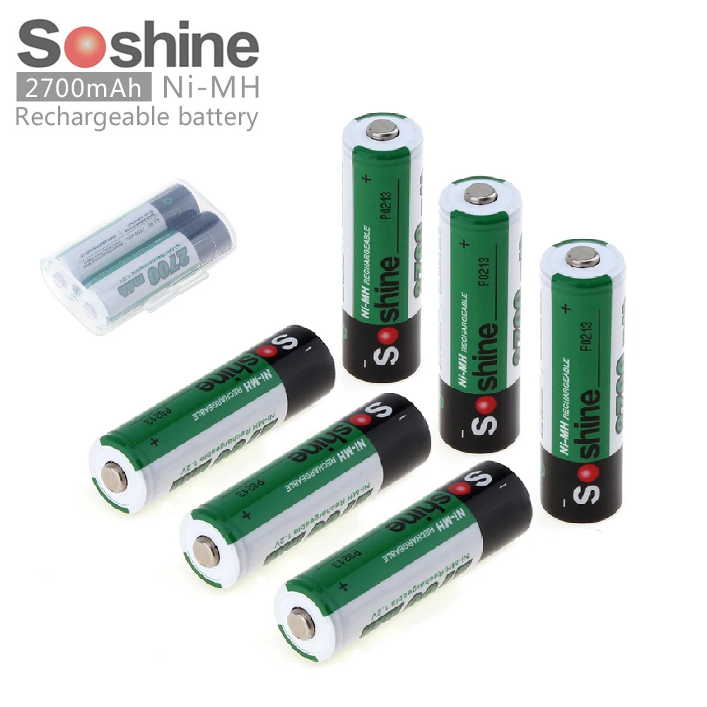 Аккумуляторная батарея Soshine 6 шт./компл. 1 2 В Ni MH AA 2700 мА · ч + 3 шт. портативный