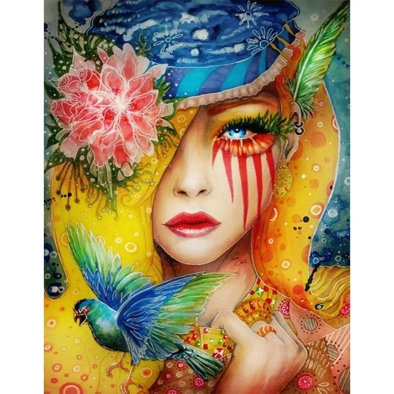 

Полноразмерная квадратная/круглая Алмазная 5D картина «сделай сам», алмазная вышивка «Красавица и птица», вышивка крестиком стразы, мозаика...