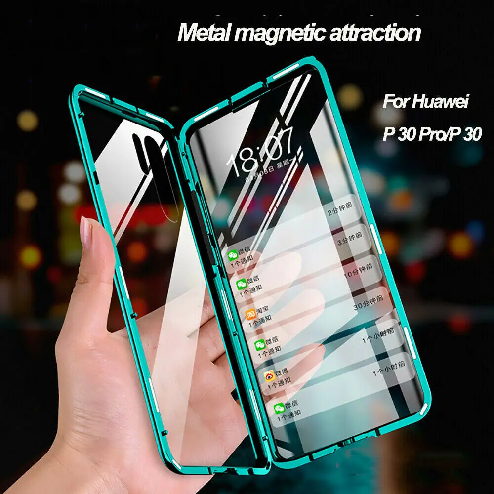 Для Huawei P30 Pro Магнитный чехол передняя + задняя двухсторонняя 9H закаленное стекло