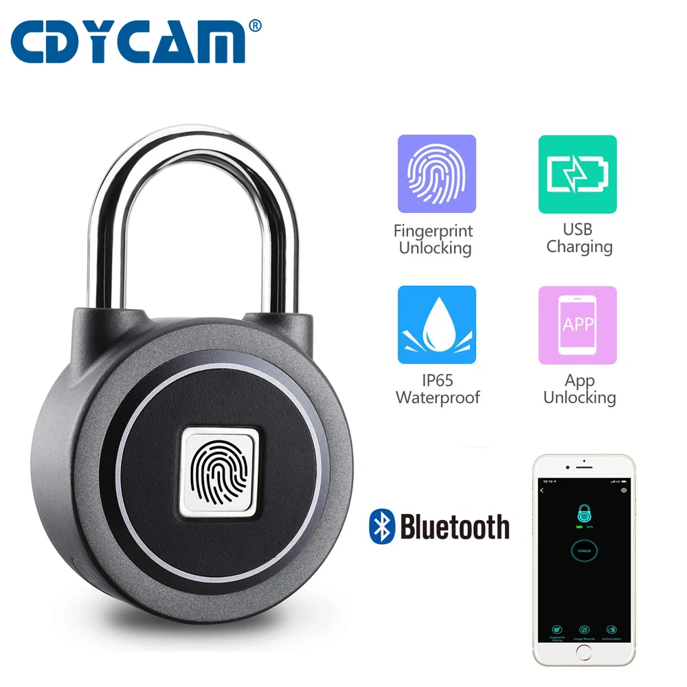 Cdycam Водонепроницаемый без ключа портативный Bluetooth умный замок отпечатков пальцев замок Противоугонный iOS Android приложение контроль замок двери шкафа