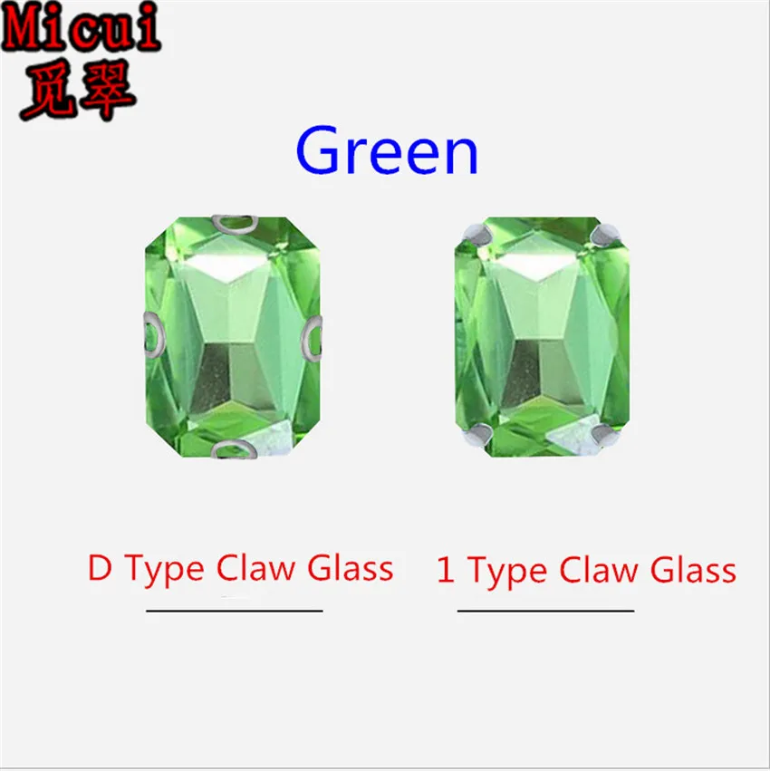 Green Micui Octangle стекло кристалл страз Швейные Стразы с коготь Кристалл пришить коготь стразы для свадьбы DIY MC1004 - Цвет: Green