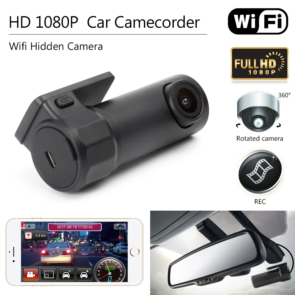 Автомобильный видеорегистратор HD 1080P Mini Wifi видеокамера камера ночного видения
