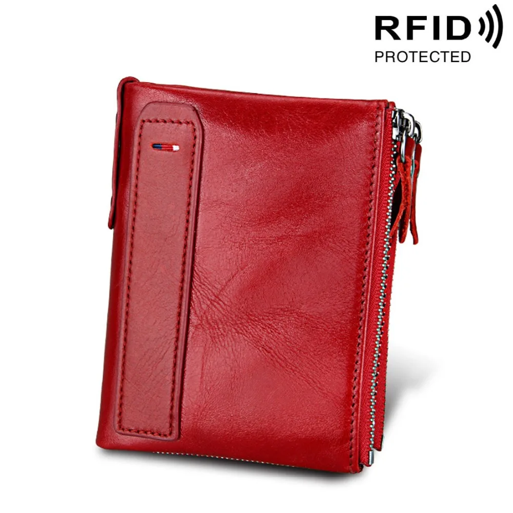 Женский кошелек из натуральной коровьей кожи с двойной молнией RFID высокое