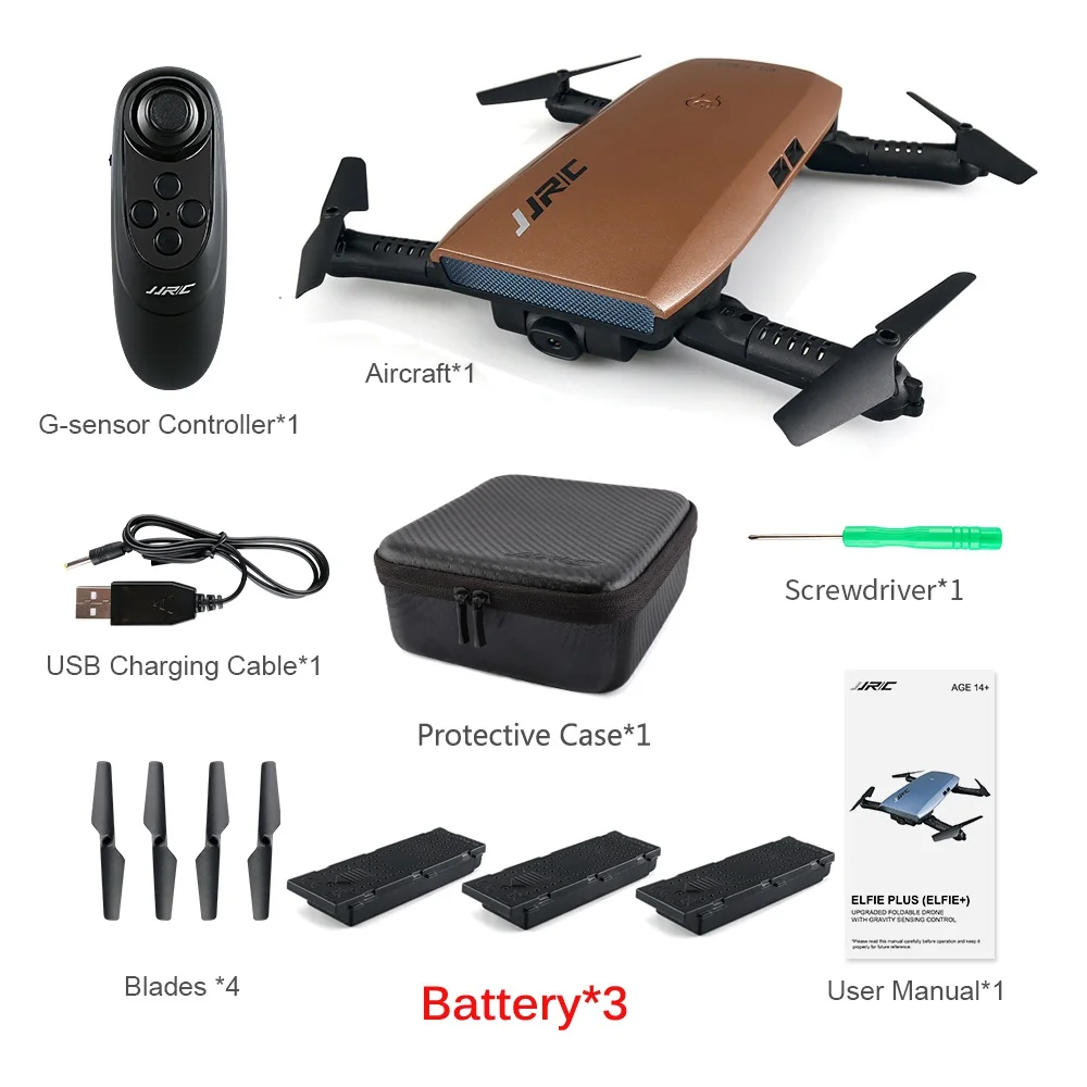 Metal Brown3 Battery JJRC JJR/C H47 ELFIE плюс с видом от первого лица HD Камера обновлен Складная рукоятка WI-FI 6-осевой RC Дрон Квадрокоптер Радиоуправляемый квадрокоптер Вертолет VS H37 мини E56 - Цвет: Metal Brown3 Battery