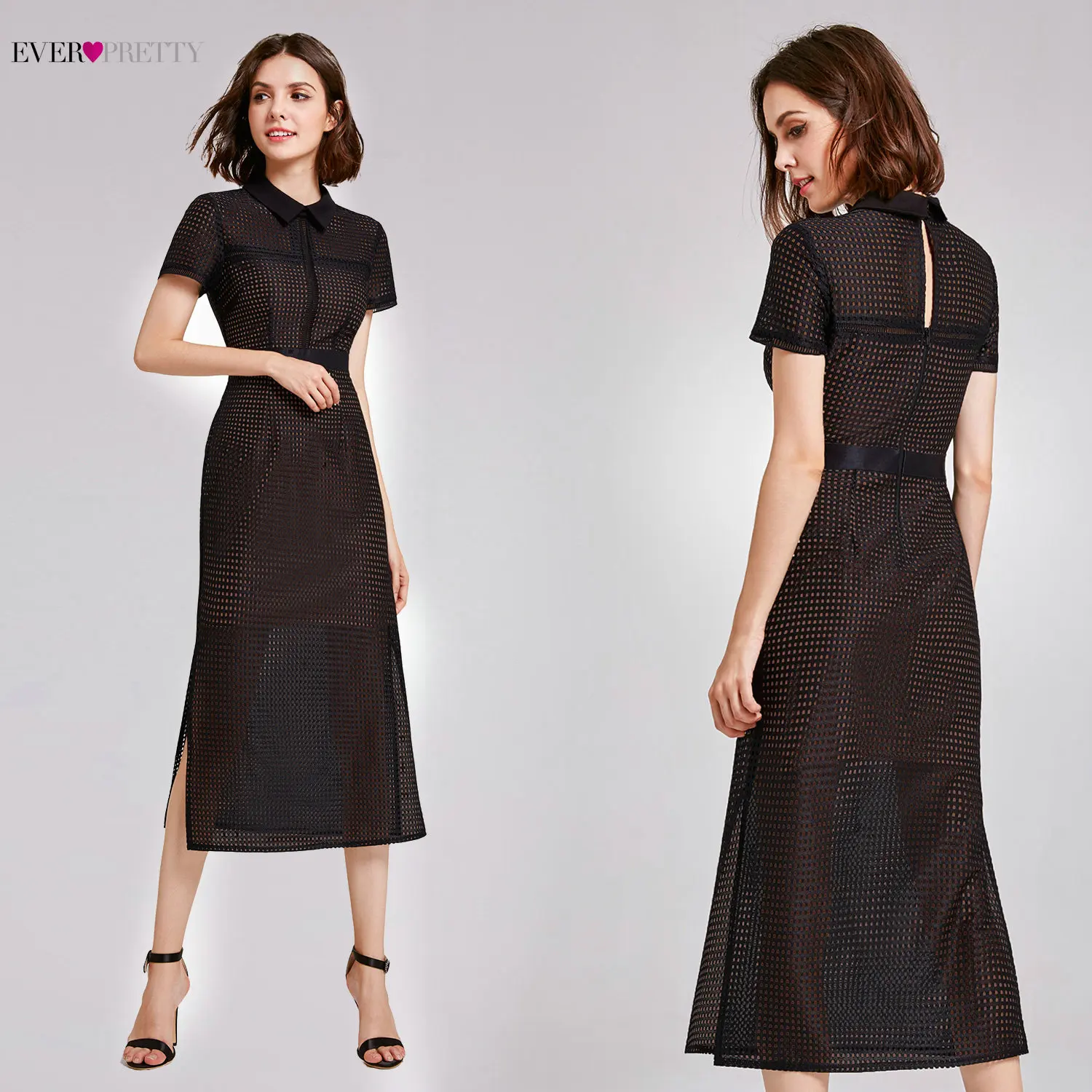 Кружевные коктейльные платья Ever Pretty AS07169 с коротким рукавом Прямые Сексуальные повседневные офисные платья вечерние платья длиной до середины икры