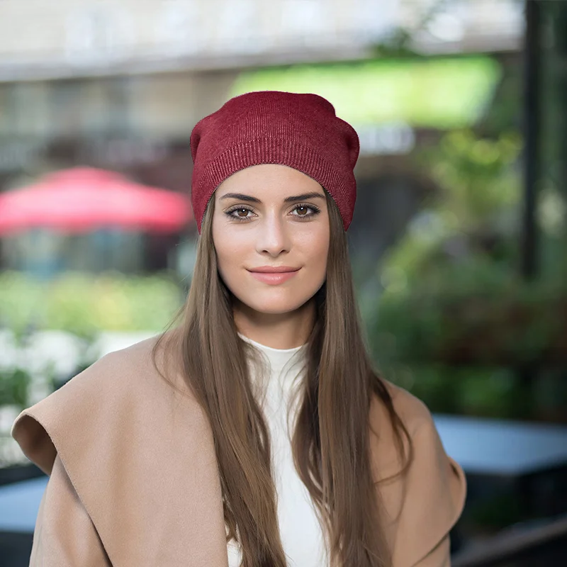 Evrfelan модные однотонные осенние шапки Skullies для женщин, теплые зимние вязаные шапки бини, женские шапки высокого качества Gorros Bonnet - Цвет: red