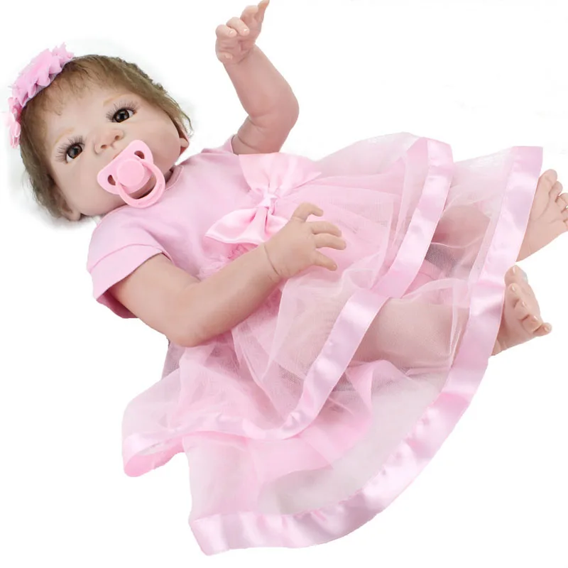 55 см Реалистичная Кукла Полный Силиконовые Возрождается Младенцы Ручной Розовый
