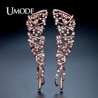 umode hot punk style statement cross drop earrings for women rose gold color wedding party jewelry brincos christmas gift ue0317
