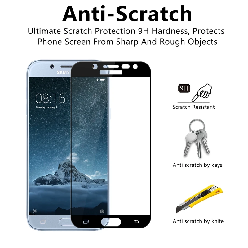 Полное покрытие закаленное стекло для Samsung Galaxy J5 (2017) Защита экрана 2017 J530F