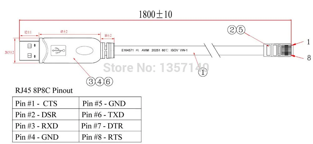 1 8 м FTDI chip USB к RS232 консоли rollover cable RJ45 8P8C|cable usb mp4|usb charger for ipadcable |