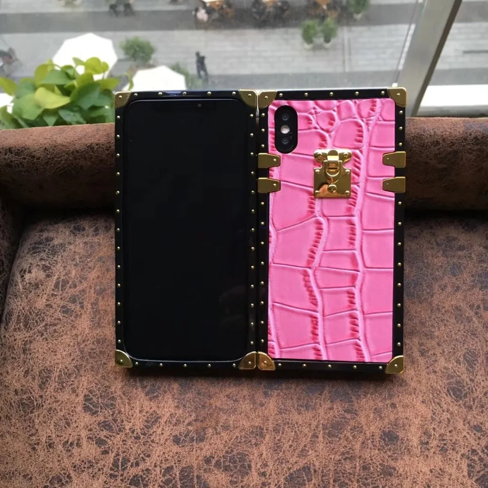 Чехол из крокодиловой кожи с золотыми пуговицами для iPhone X XR Xs Max 8 8plus 7 plus мягкая