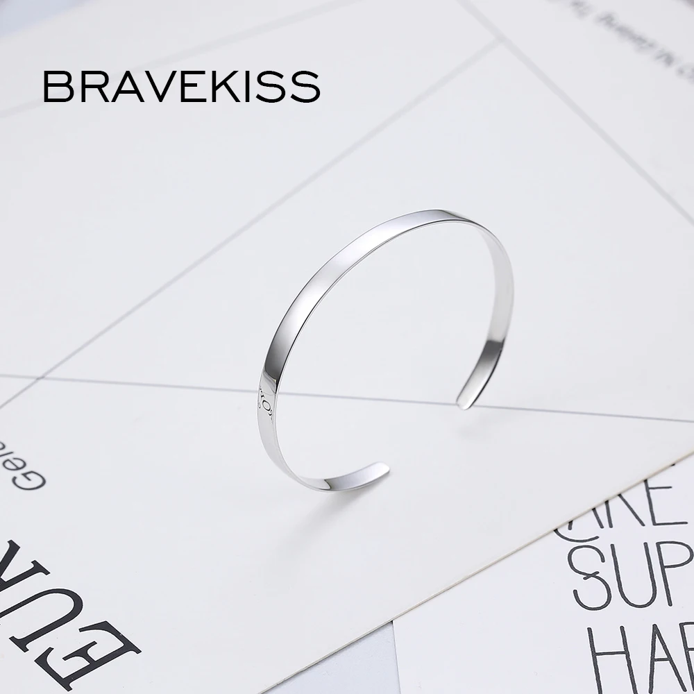 BRAVEKISS браслет из стерлингового серебра 925 для женщин, открытый Регулируемый Браслет-манжета, браслет, рождественский подарок, модное ювелирное изделие BLB0078