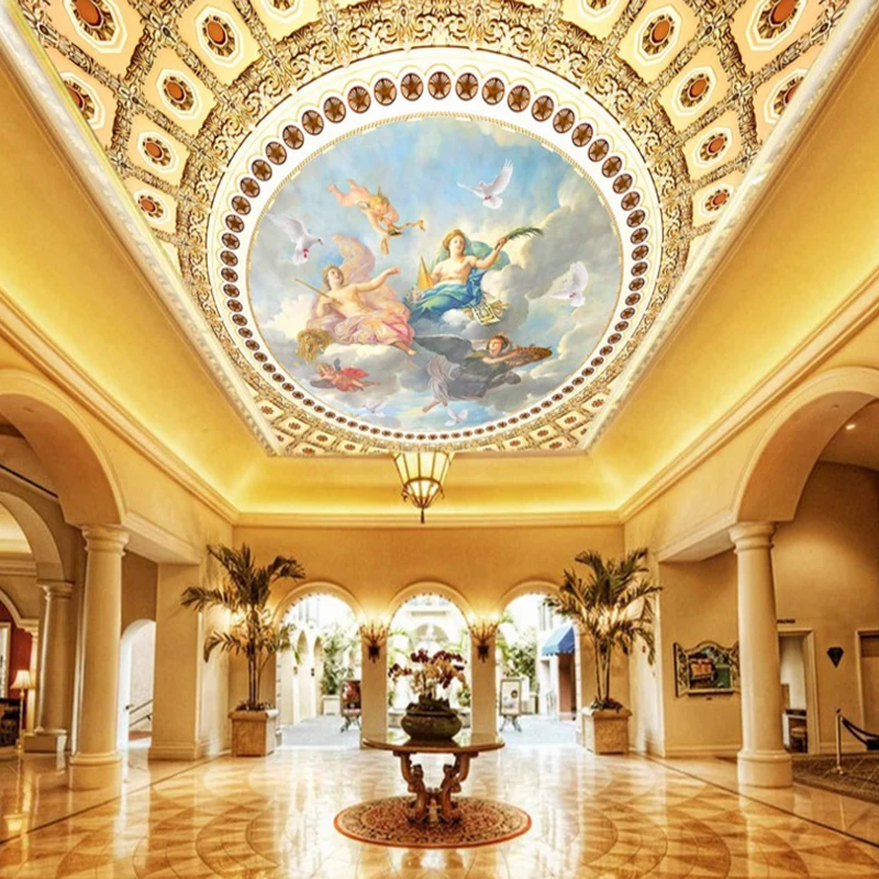Фотообои с эффектом 3d на заказ большая желтая потолочная Настенная роспись