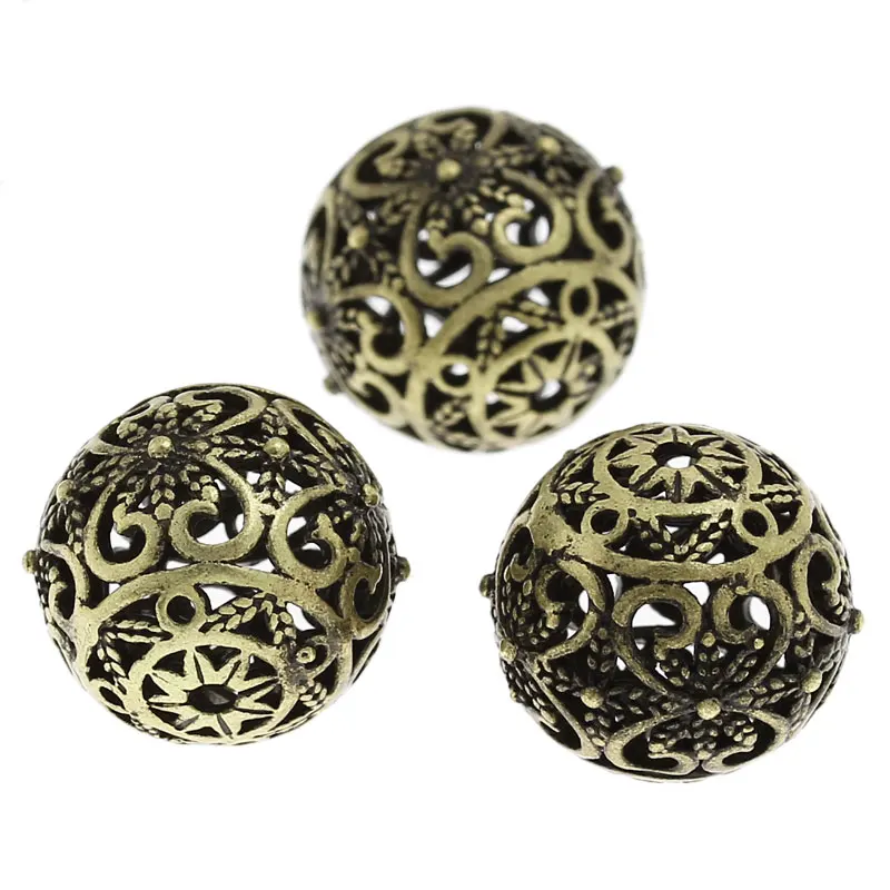 DoreenBeads медные бусины спейсеры круглые античная бронза полый цветочный узор около