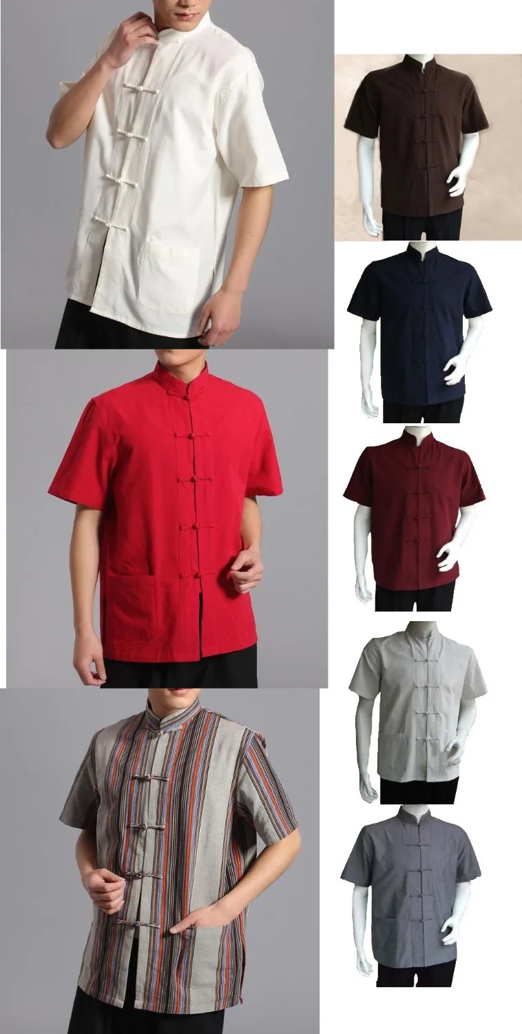 Мужские рубашки из чистого хлопка с рукавами-воланами одежда для медитации