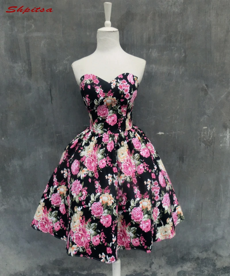 Sexy Floral Short Cocktail Dresses Evening Prom Party Coctail vestidos de coctel vestido festa curto |