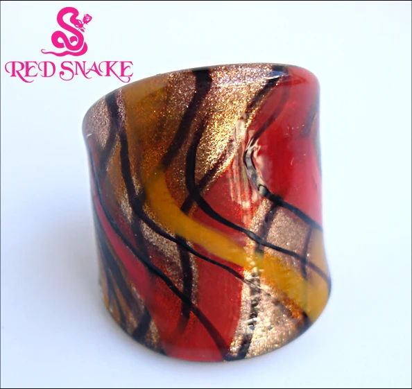 

RED SNAKE Fashion Ring Handmade bighearted colorful Murano Glass Rings No.F#