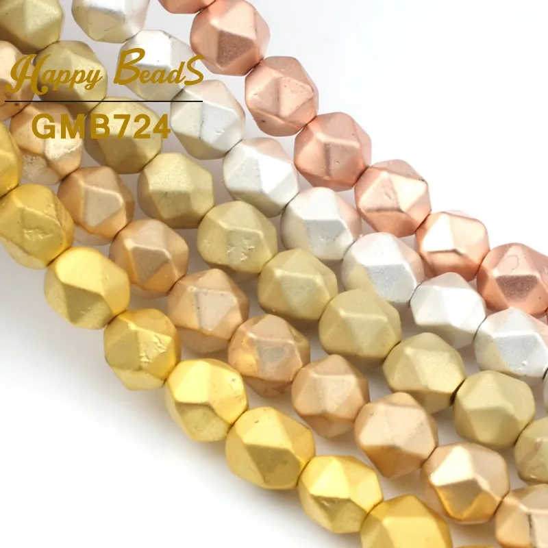 8 мм натуральные матовые граненые серебристые бронзовые с золотым покрытием