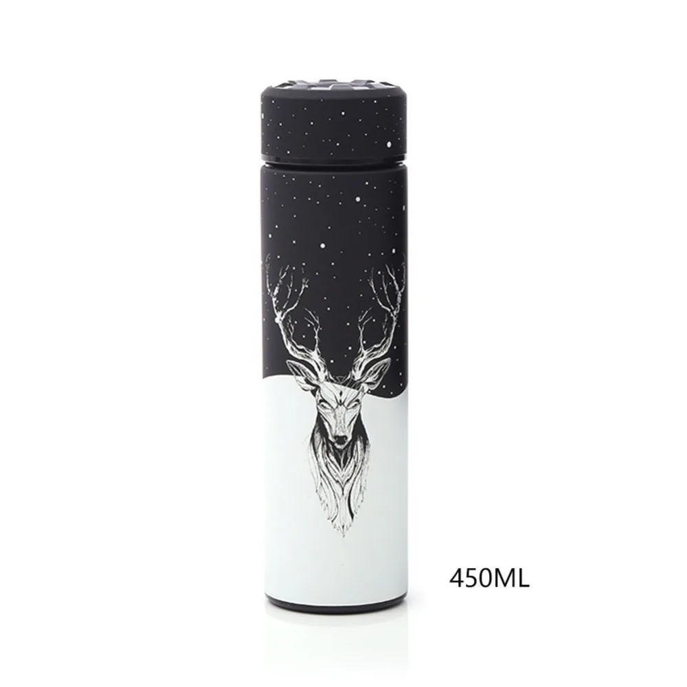 450ml 350/450 мл Кофе бутылка-термос с рисунком оленя 304 Нержавеющая сталь вакуумная фляга Чай чашки Термальность кружка термос кружка - Цвет: 450ml