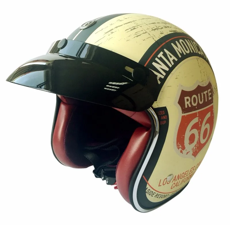 Горячая Распродажа T50 Route 66 moto rcycle шлем jet винтажный шлем с открытым лицом Ретро 3/4 полушлем casco moto capacete moto ciclismo