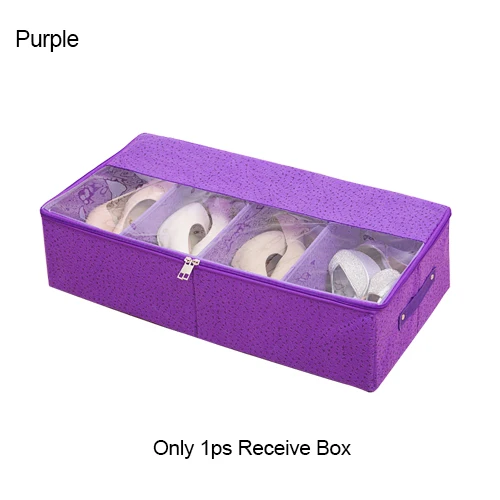 Purple Коробки для хранения обуви 4 сетки пылезащитный шкаф Органайзер Ящики нетканые под кровать складные аксессуары для ящика принадлежности - Цвет: Purple