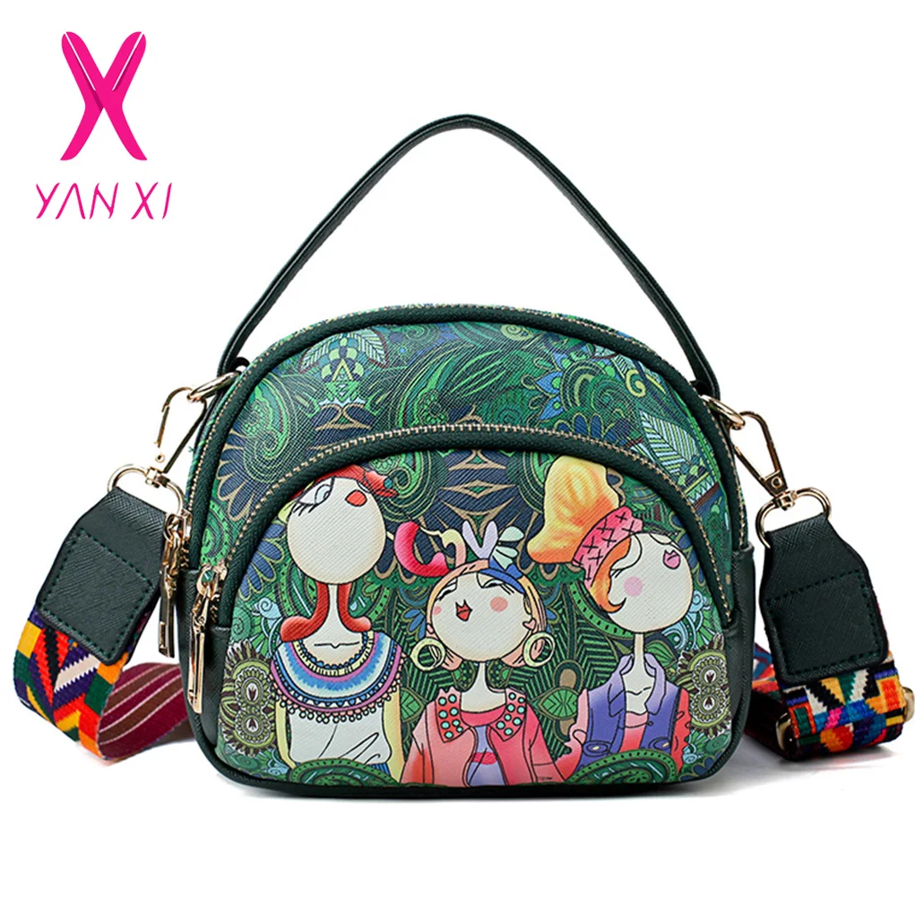 YANXI 2018 новые женские сумки известного бренда с мультяшным принтом сумка через