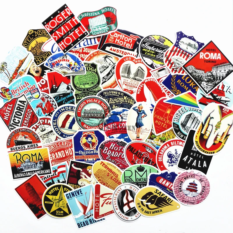 55 шт. водостойкие наклейки для багажа в стиле ретро|decal sticker|decal logo |