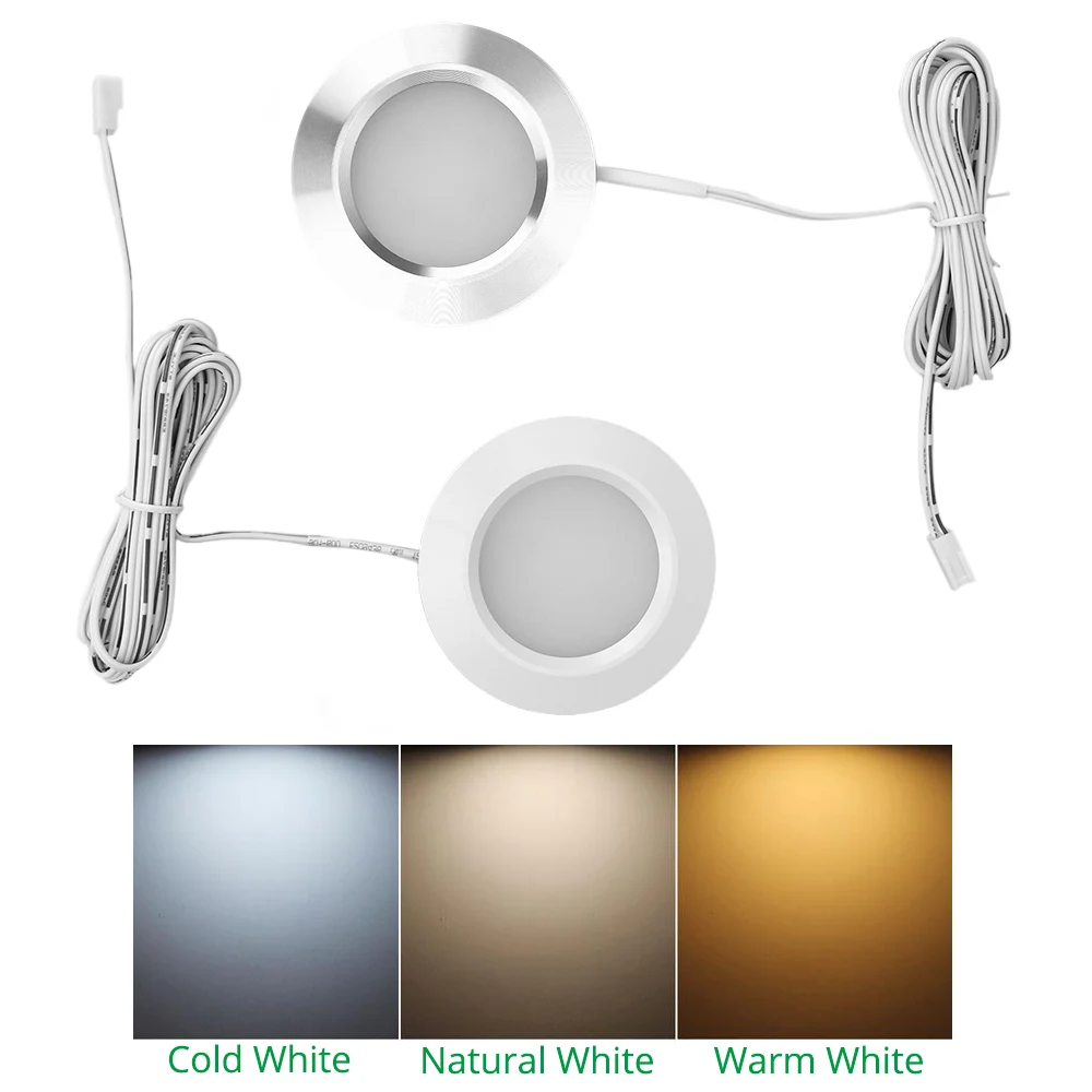 3w led under counter light round shape puck lamps kitchen furniture cabinet bookshelf wardrobe shelf lighting showcase lamp free global shipping