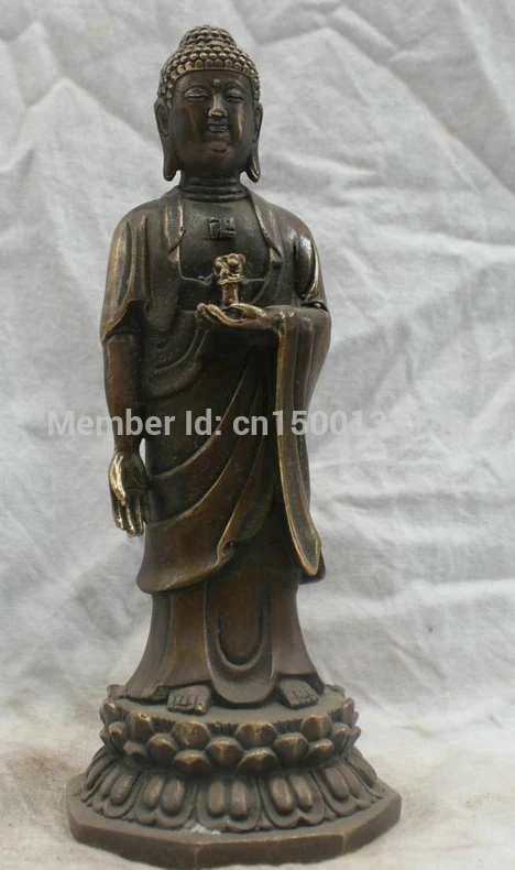 

xd 0079 Chinese Folk Culture Handmade Old Brass Bronze Statue Sakyamuni Buddha Sculpture